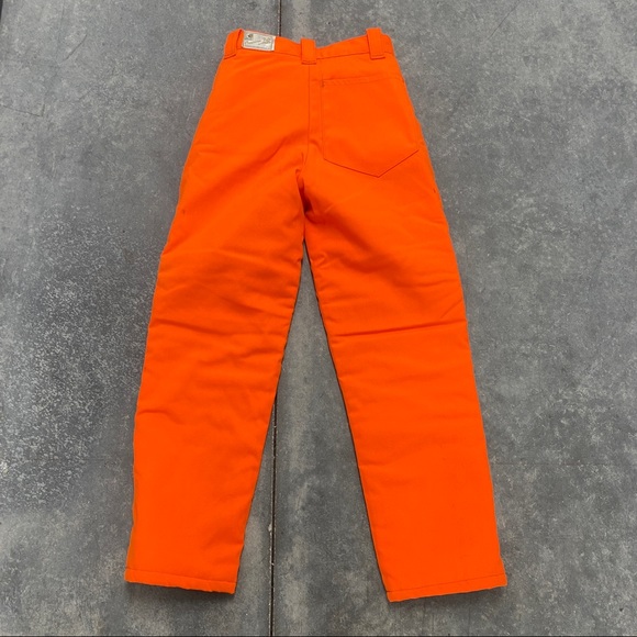 Vintage 70s American field hunting orange insulated high rise pants M - Picture 7 of 8